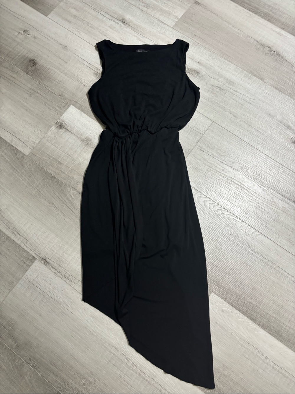 White House Black Market Black Asymmetrical Waist-Drawstring Dress Sz XS
